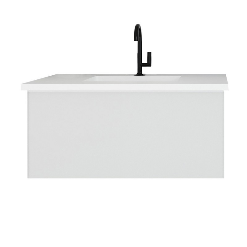LAVIVA 313VTR-36CW-MW VITRI 36 INCH CLOUD WHITE CABINET WITH MATTE WHITE STONE SOLID SURFACE COUNTERTOP