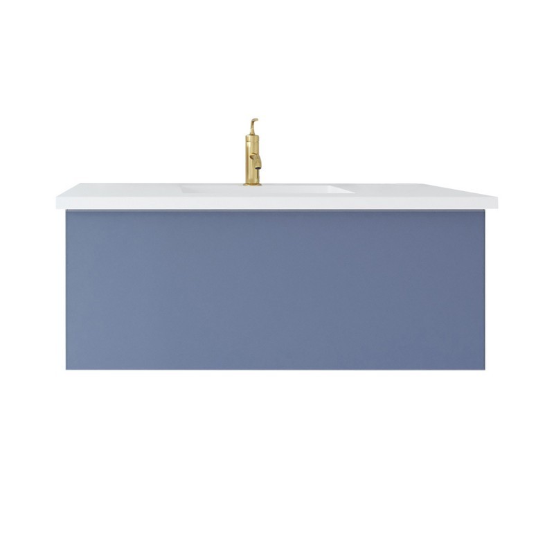 LAVIVA 313VTR-42NB-MW VITRI 42 INCH NAUTICAL BLUE CABINET WITH MATTE WHITE STONE SOLID SURFACE COUNTERTOP