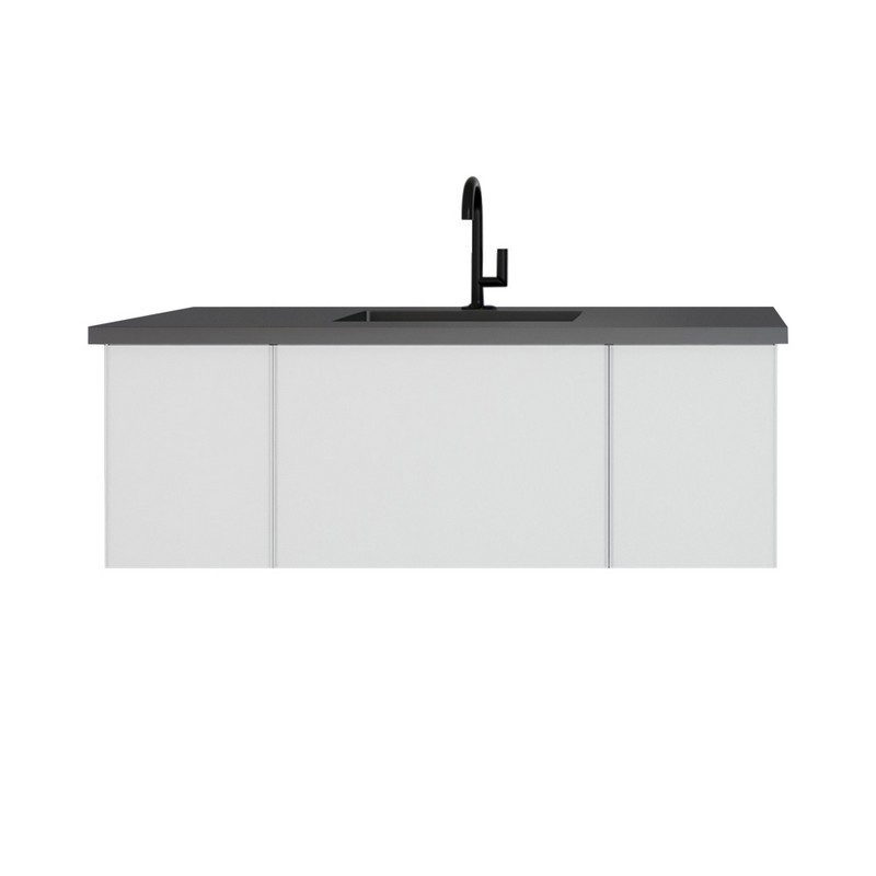 LAVIVA 313VTR-48CW-MB VITRI 48 INCH CLOUD WHITE CABINET WITH MATTE BLACK STONE SOLID SURFACE COUNTERTOP