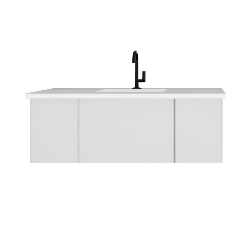 LAVIVA 313VTR-48CW-MW VITRI 48 INCH CLOUD WHITE CABINET WITH MATTE WHITE STONE SOLID SURFACE COUNTERTOP
