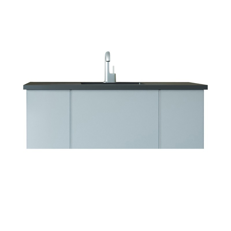 LAVIVA 313VTR-48FG-MB VITRI 48 INCH FOSSIL GREY CABINET WITH MATTE BLACK STONE SOLID SURFACE COUNTERTOP