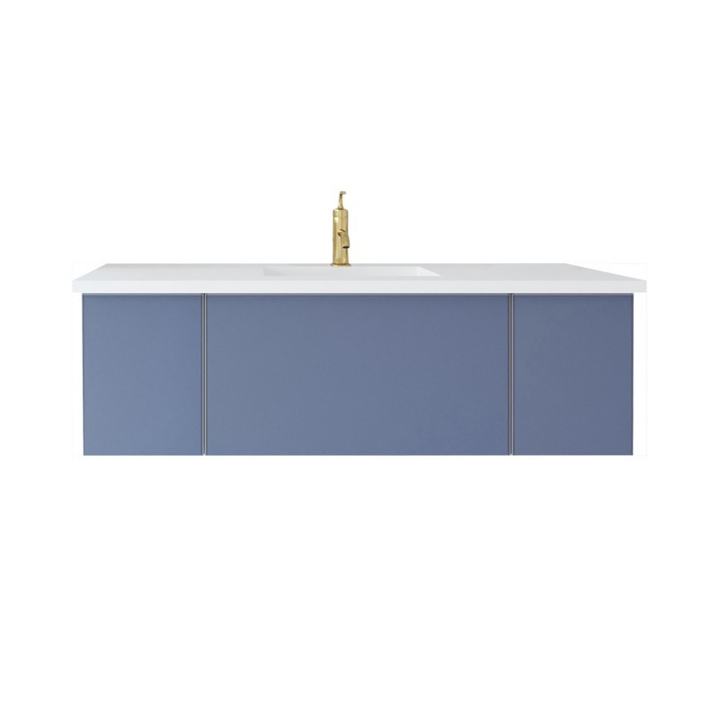 LAVIVA 313VTR-54NB-MW VITRI 54 INCH NAUTICAL BLUE CABINET WITH MATTE WHITE STONE SOLID SURFACE COUNTERTOP