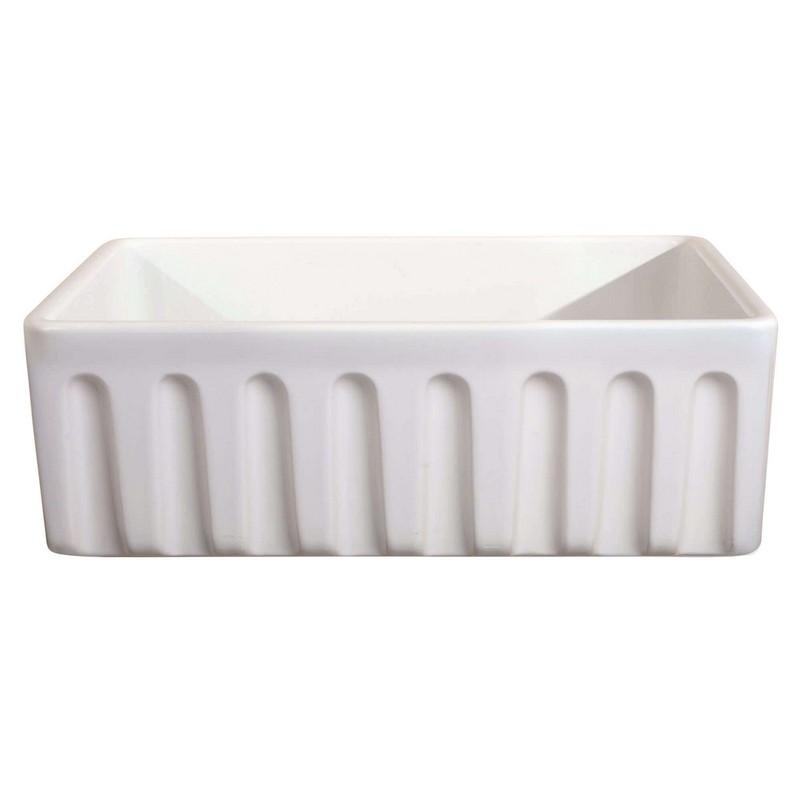 FINE FIXTURES FC3318GIHL 33 1/8 INCH DROP-IN SINGLE BOWL FIRECLAY KITCHEN SINK - WHITE