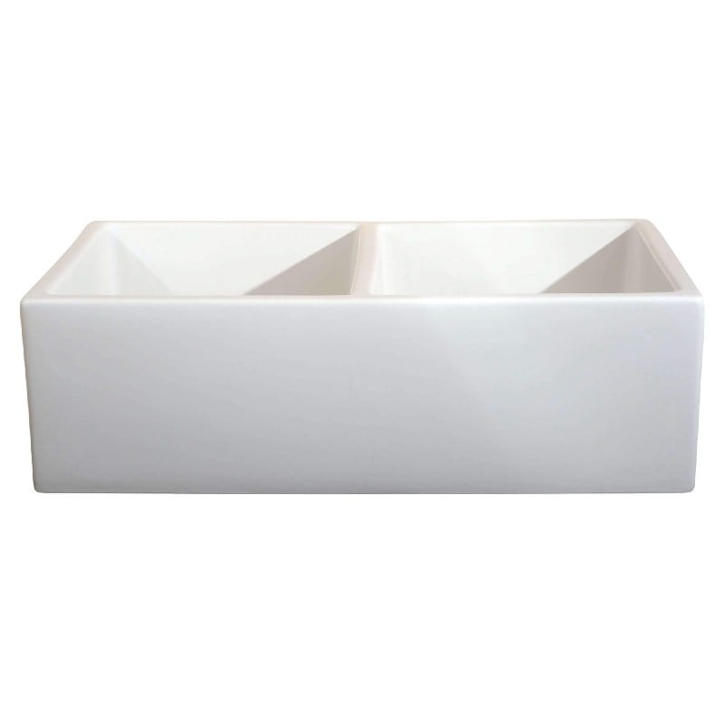 FINE FIXTURES FC3320LD LONGSTONE 32 1/4 INCH DUAL BOWL KITCHEN SINK - WHITE