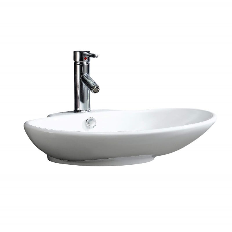 FINE FIXTURES MV2519W 24 1/2 INCH SINGLE HOLE VESSEL BATHROOM SINK - WHITE