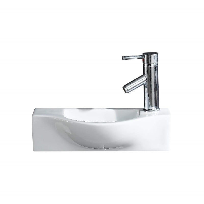 FINE FIXTURES VE1810W GLENWOOD 17 3/4 INCH SINGLE HOLE U-SHAPED VESSEL VANITY SINK - WHITE