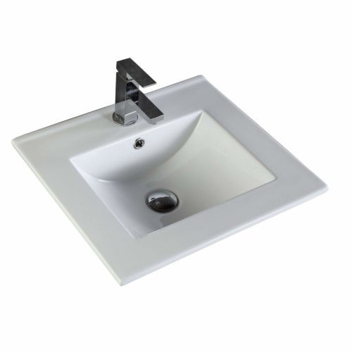 FINE FIXTURES VE2018W4 19 3/4 INCH RECTANGULAR VESSEL VANITY SINK WITH 4 INCH HOLE SPREAD - WHITE