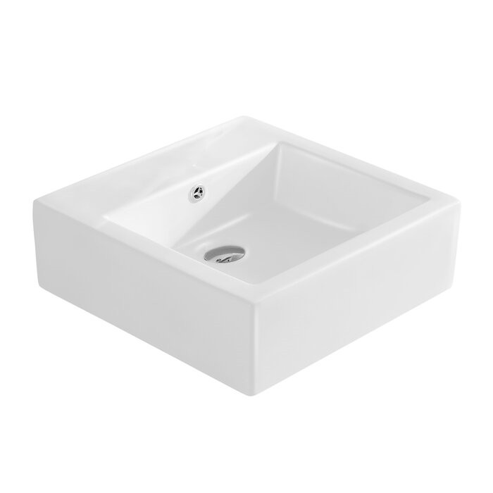 FINE FIXTURES VE2019W CONCORDIA 20 1/8 INCH SINGLE HOLE RECTANGULAR VESSEL VANITY SINK WITH 1 INCH HOLE SPREAD - WHITE