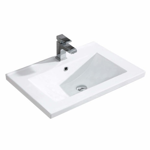 FINE FIXTURES VE2418WT4 24 INCH RECTANGULAR VESSEL THICK EDGE VANITY SINK WITH 4 INCH HOLE SPREAD - WHITE