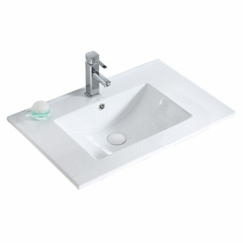 FINE FIXTURES VE3018W8 30 INCH RECTANGULAR VESSEL VANITY SINK WITH 8 INCH HOLE SPREAD - WHITE