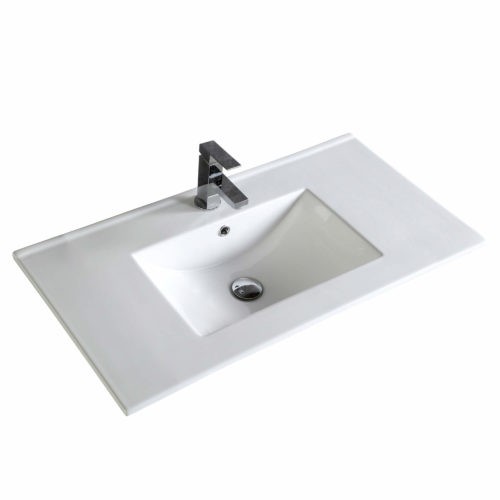 FINE FIXTURES VE3618W8 36 INCH RECTANGULAR VESSEL VANITY SINK WITH 8 INCH HOLE SPREAD - WHITE