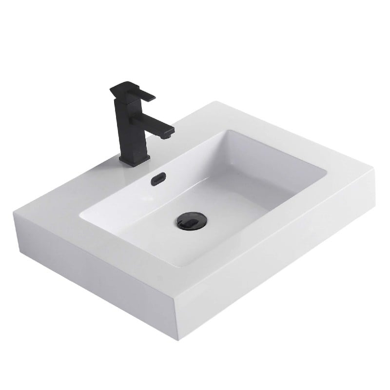 FINE FIXTURES VEA2418W DAKOTA 24 INCH SINGLE HOLE RECTANGULAR VANITY SINK - WHITE