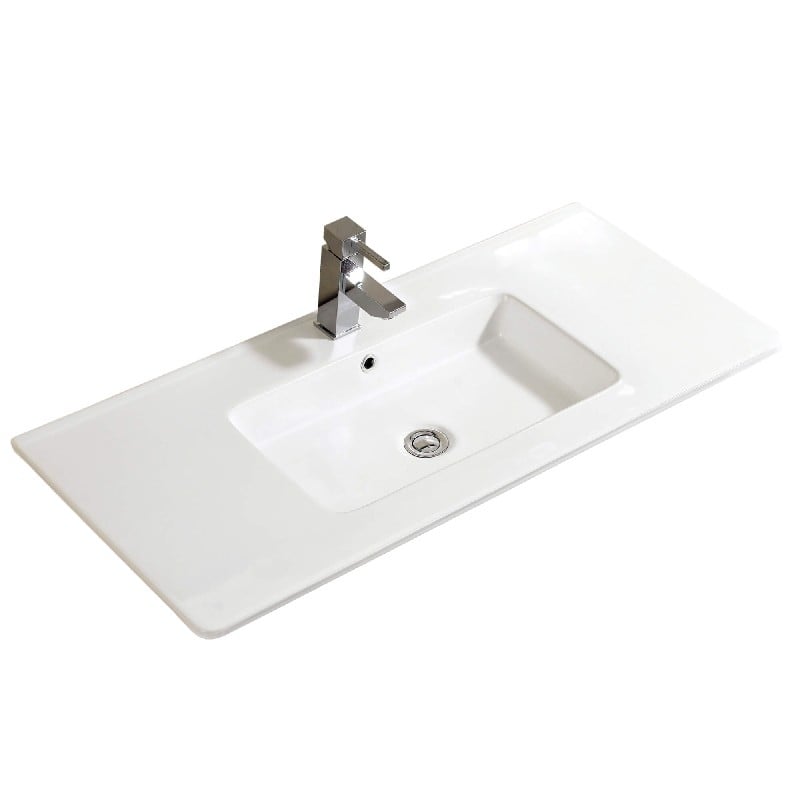 FINE FIXTURES VESU40W SUNDANCE 39 1/4 INCH SINGLE HOLE RECTANGULAR VANITY SINK - WHITE