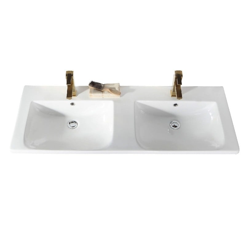 FINE FIXTURES VT4818DBW SHAWBRIDGE 47 1/2 INCH TWO HOLE RECTANGULAR VANITY SINK - WHITE