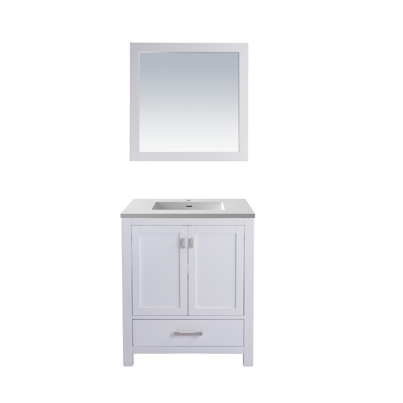 LAVIVA 313ANG-30W-MW WILSON 30 INCH WHITE CABINET WITH MATTE WHITE STONE SOLID SURFACE COUNTERTOP