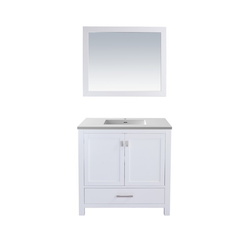 LAVIVA 313ANG-36W-MW WILSON 36 INCH WHITE CABINET WITH MATTE WHITE STONE SOLID SURFACE COUNTERTOP