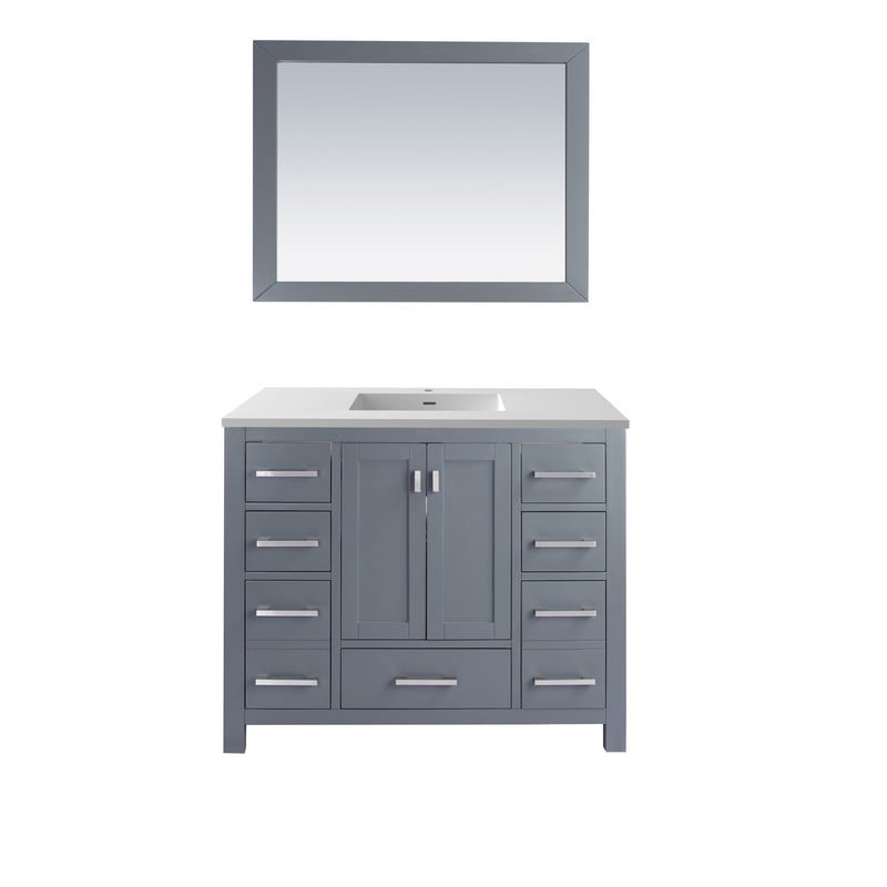 LAVIVA 313ANG-42G-MW WILSON 42 INCH GREY CABINET WITH MATTE WHITE STONE SOLID SURFACE COUNTERTOP