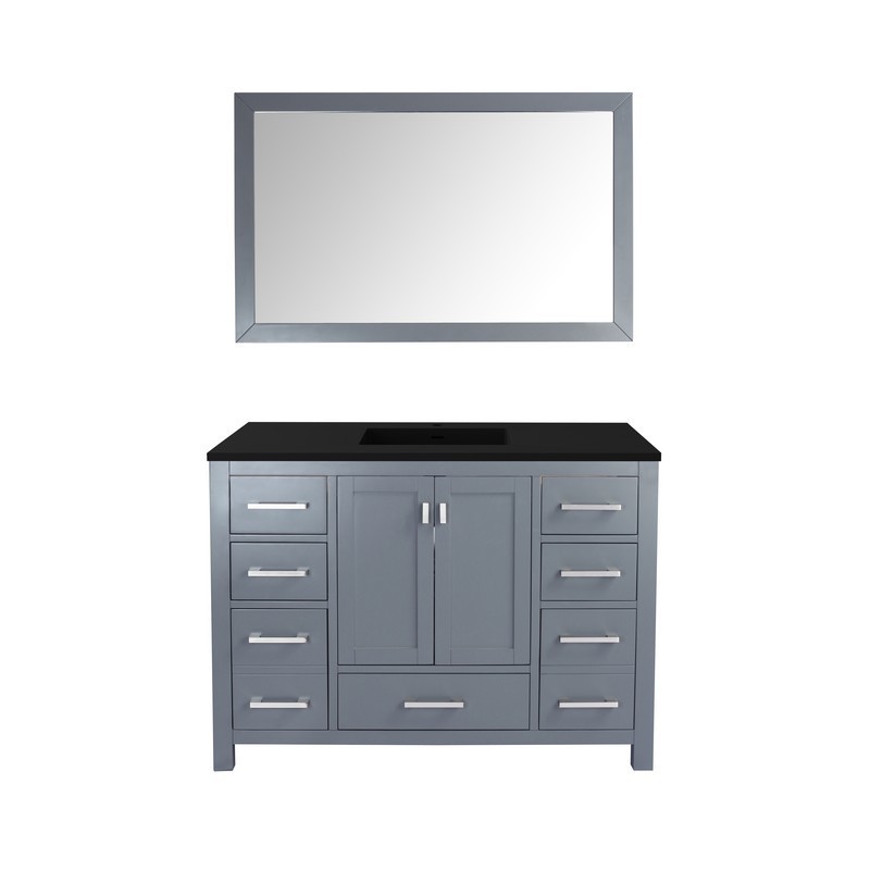 LAVIVA 313ANG-48G-MB WILSON 48 INCH GREY CABINET WITH MATTE BLACK STONE SOLID SURFACE COUNTERTOP