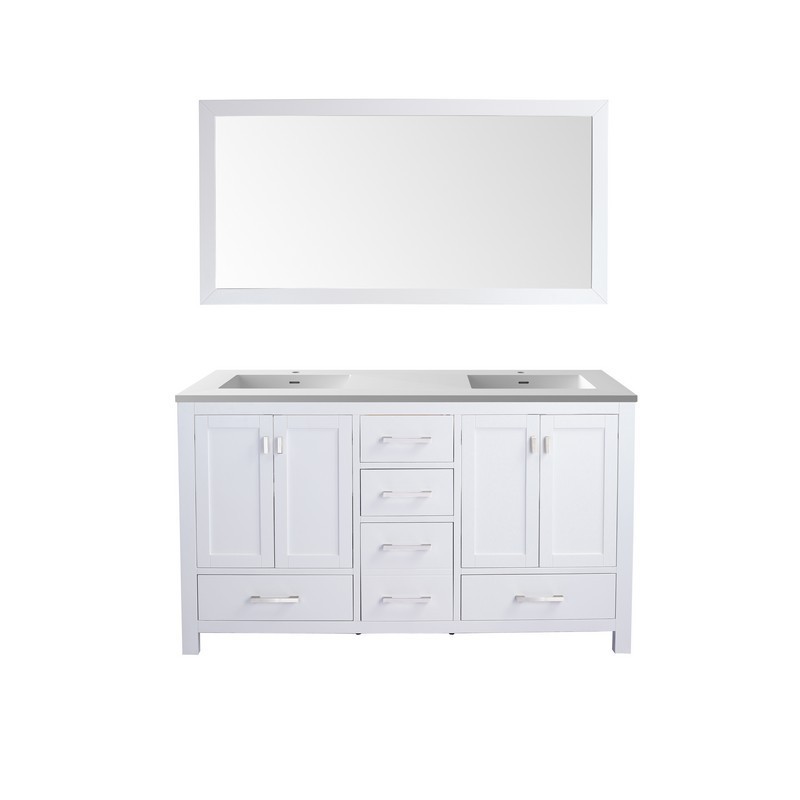 LAVIVA 313ANG-60W-MW WILSON 60 INCH WHITE CABINET WITH MATTE WHITE STONE SOLID SURFACE COUNTERTOP