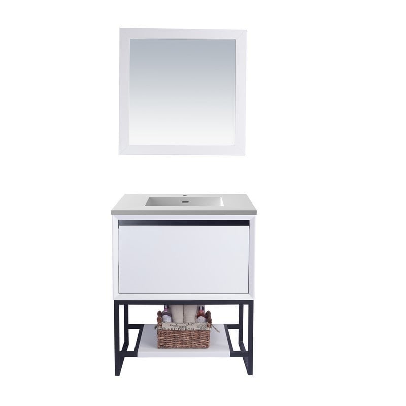 LAVIVA 313SMR-30W-MW ALTO 30 INCH WHITE CABINET WITH MATTE WHITE STONE SOLID SURFACE COUNTERTOP