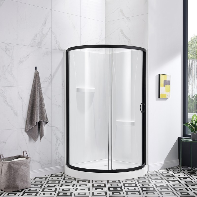 OVE DECORS 15SKA-BRE38-AC BREEZE 44-1/2 INCH SHOWER KIT WITH CLEAR GLASS PANELS, WALLS AND BASE INCLUDED