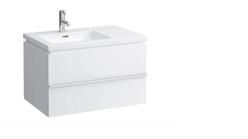 LAUFEN H4014220751 CASE 29 3/8 INCH WALL MOUNT SINGLE SINK BATHROOM VANITY BASE WITH LEFT SIDE SINK PLACEMENT