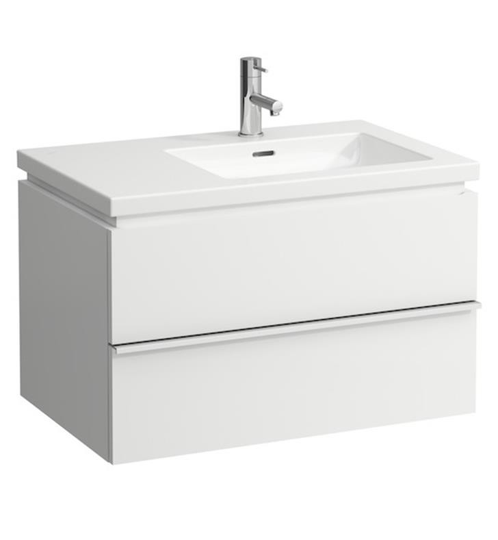 LAUFEN H4014420751 CASE 29 3/8 INCH WALL MOUNT SINGLE SINK BATHROOM VANITY BASE WITH RIGHT SIDE SINK PLACEMENT