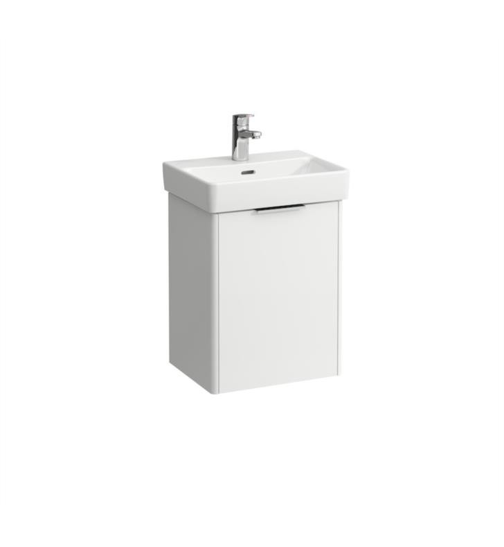 LAUFEN H4021121101 BASE 16 3/8 INCH WALL MOUNT SINGLE BASIN BATHROOM VANITY BASE WITH ONE DOOR AND RIGHT HINGE