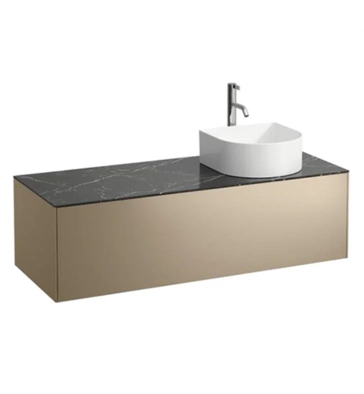 LAUFEN H4054270341 SONAR 46 3/8 INCH WALL MOUNT SINGLE BASIN BATHROOM VANITY BASE FOR RIGHT CUT-OUT SINK WITH ONE DRAWER