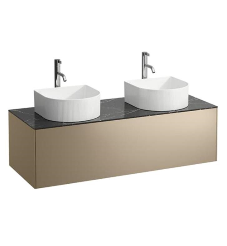 LAUFEN H4054280341 SONAR 46 3/8 INCH WALL MOUNT DOUBLE BASIN BATHROOM VANITY BASE FOR CUT-OUTS LEFT AND RIGHT WITH FAUCET HOLE