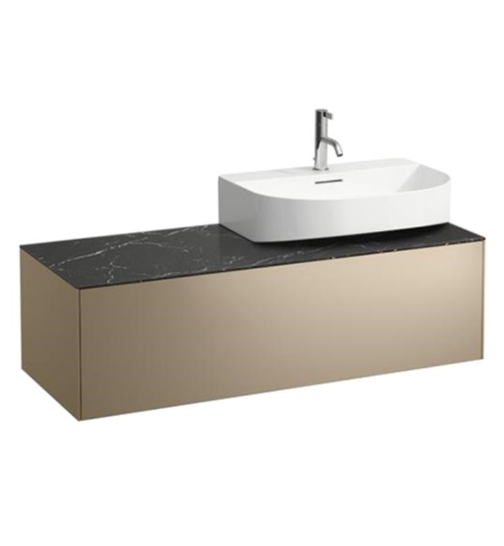 LAUFEN H4054530341 SONAR 46 3/8 INCH WALL MOUNT SINGLE BASIN BATHROOM VANITY BASE WITH RIGHT CUT-OUT SINK POSITION
