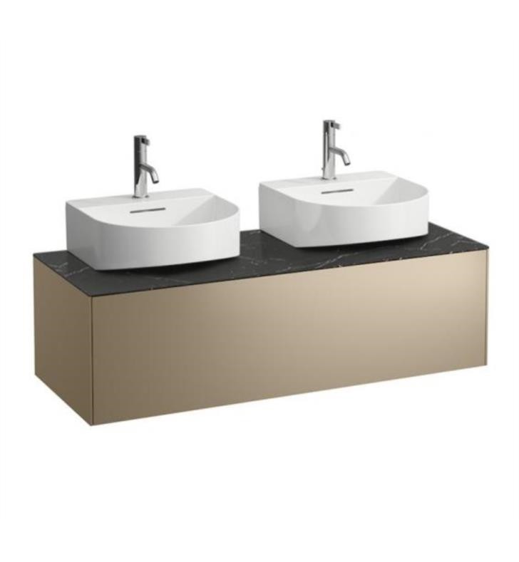 LAUFEN H4054540341 SONAR 46 3/8 INCH WALL MOUNT DOUBLE BASIN BATHROOM VANITY BASE FOR CUT-OUT LEFT AND RIGHT WITH ONE DRAWER