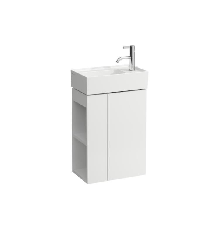 LAUFEN H4075180331 KARTELL 17 3/8 INCH WALL MOUNT SINGLE BASIN BATHROOM VANITY BASE WITH RIGHT HINGE