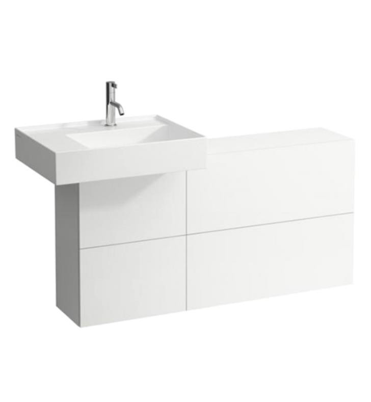 LAUFEN H4082910331 KARTELL 47 1/4 INCH WALL MOUNT SINGLE BASIN BATHROOM VANITY BASE WITH ONE DOOR AND TWO FLAPS
