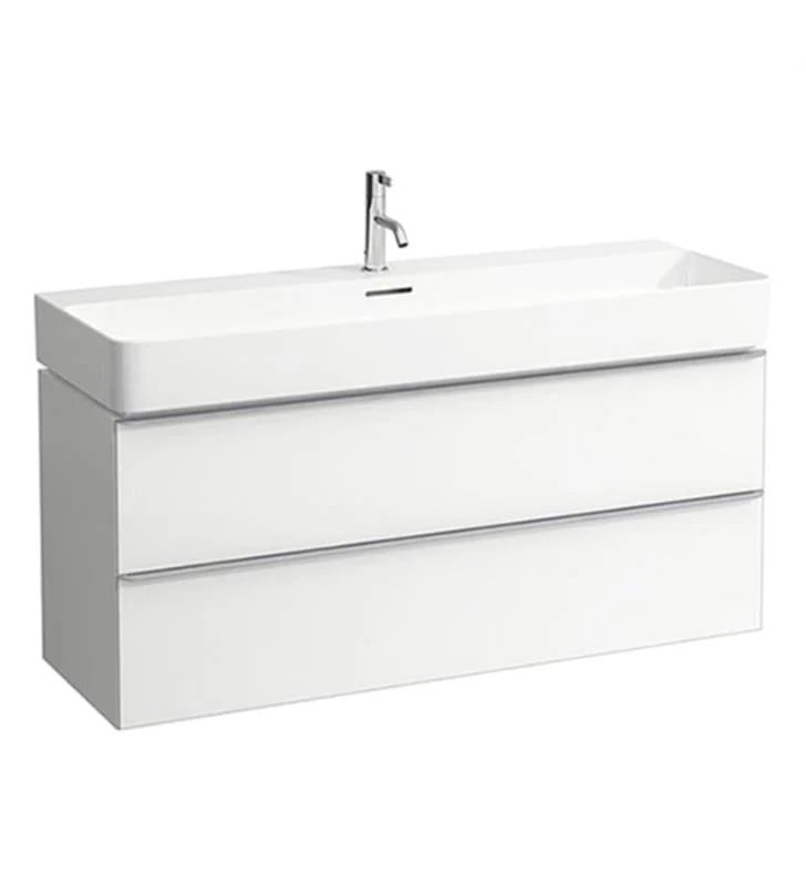 LAUFEN H4102221601 SPACE 46 1/2 INCH WALL MOUNT SINGLE BASIN BATHROOM VANITY BASE WITH TWO DRAWERS