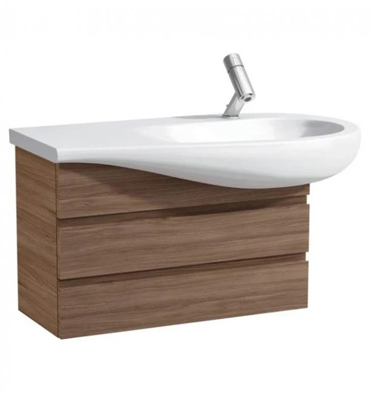 LAUFEN H4244500971 ILBAGNOALESSI ONE 28 7/8 INCH WALL MOUNT SINGLE SINK BATHROOM VANITY BASE WITH TWO DRAWER AND RIGHT SIDE SINK PLACEMENT