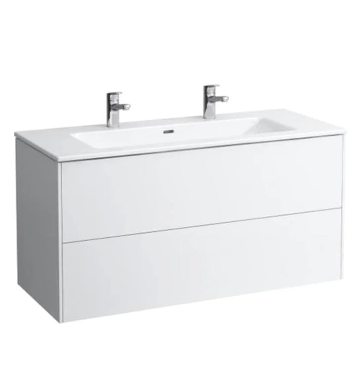 LAUFEN H8649631071 PRO S 47 1/4 INCH WALL MOUNT SINGLE BASIN BATHROOM VANITY WITH TWO FAUCET HOLE