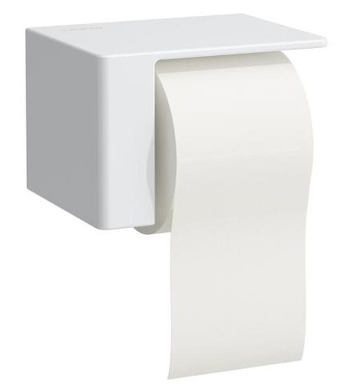 LAUFEN H8722800001 VAL 6 3/4 INCH WALL MOUNT TOILET ROLL HOLDER WITH LEFT SHELF