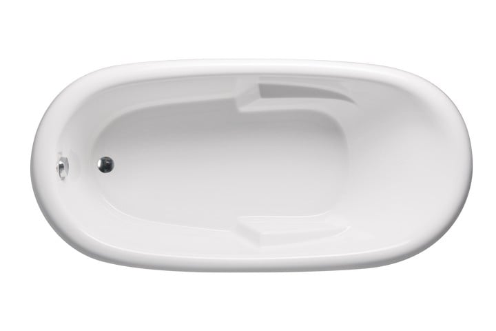 AMERICH AL6640TA5 ALESIA 66 INCH OVAL END DRAIN AIRBATH V BATHTUB WITH INTEGRAL ARM RESTS