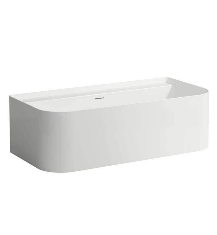LAUFEN H220347000000U SONAR 63 INCH SENTEC SOLID SURFACE BACK TO WALL RECTANGULAR BATHTUB WITH INTEGRATED OVERFLOW - WHITE