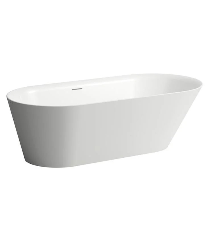 LAUFEN H226332000000U KARTELL 67 1/2 INCH SENTEC SOLID SURFACE FREESTANDING OVAL BATHTUB WITH OVERFLOW SLOT - WHITE
