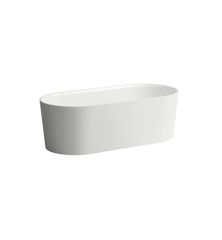 LAUFEN H230282000000U VAL 63 INCH SOLID SURFACE FREESTANDING BATHTUB WITH INTEGRATED OVERFLOW AND PUSH-OPENING DRAIN - WHITE