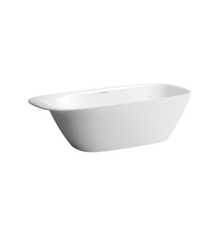 LAUFEN H230302000000U INO 70 7/8 INCH SOLID SURFACE FREESTANDING BATHTUB WITH SLOT OVERFLOW AND INTEGRATED HEAD REST - WHITE