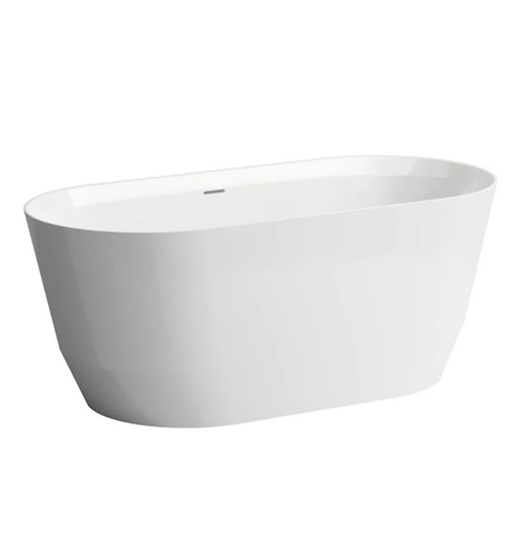 LAUFEN H243952000000U PRO 59 INCH MARBOND FREESTANDING OVAL BATHTUB WITH INTEGRATED OVERFLOW - WHITE
