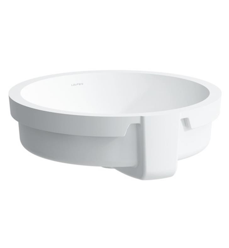 LAUFEN H8134390001091 LIVING CITY 17 7/8 INCH UNDERMOUNT OR BUILT-IN ROUND BATHROOM SINK WITHOUT TAP HOLE - WHITE