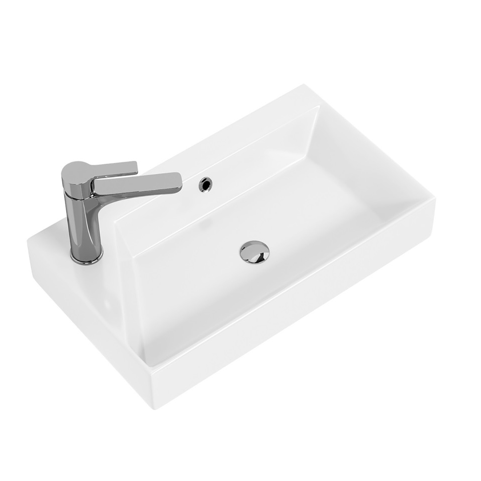 WS BATH COLLECTIONS ENERGY 55 21.7 INCH WALL MOUNT OR VESSEL BATHROOM SINK - GLOSSY WHITE