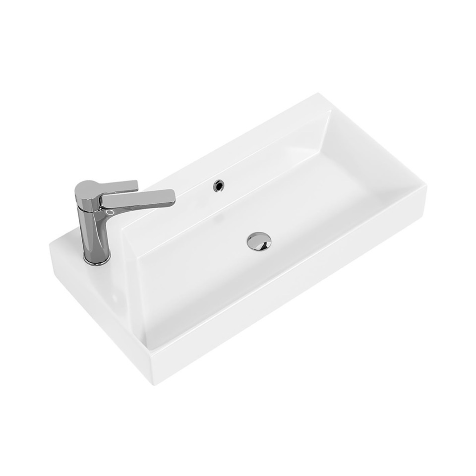WS BATH COLLECTIONS ENERGY 65 2.6 INCH WALL MOUNT OR VESSEL BATHROOM SINK - GLOSSY WHITE