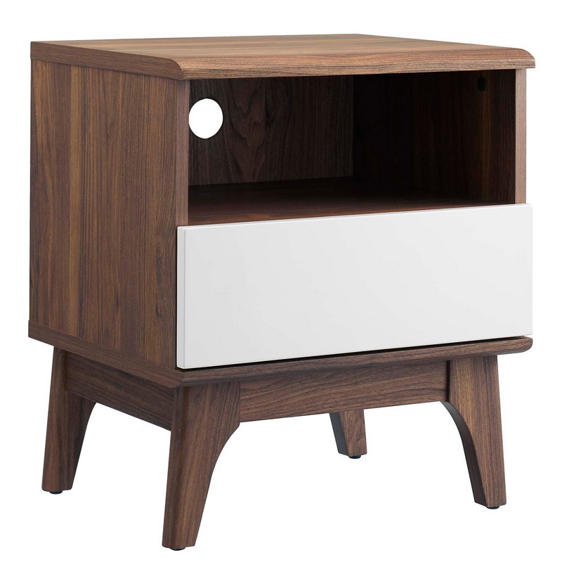 MODWAY MOD-7068-WAL-WHI ENVISION 19 INCH NIGHTSTAND - WALNUT WHITE