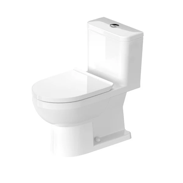 DURAVIT 219601 DURASTYLE BASIC 14 3/8 X 28 1/8 INCH ONE-PIECE RIMLESS TOILET WITH DUAL-FLUSH AND 12 ROUGH-IN, 1.32/0.92 GPF