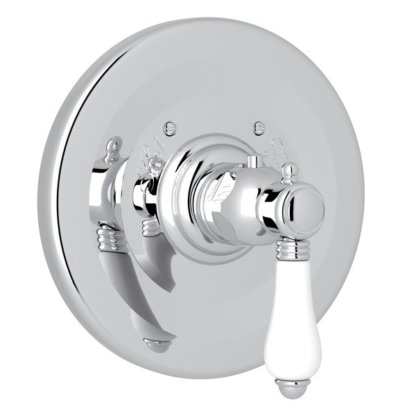 ROHL A4914LP CAMPO THERMOSTATIC TRIM PLATE WITHOUT VOLUME CONTROL, WHITE PORCELAIN LEVER